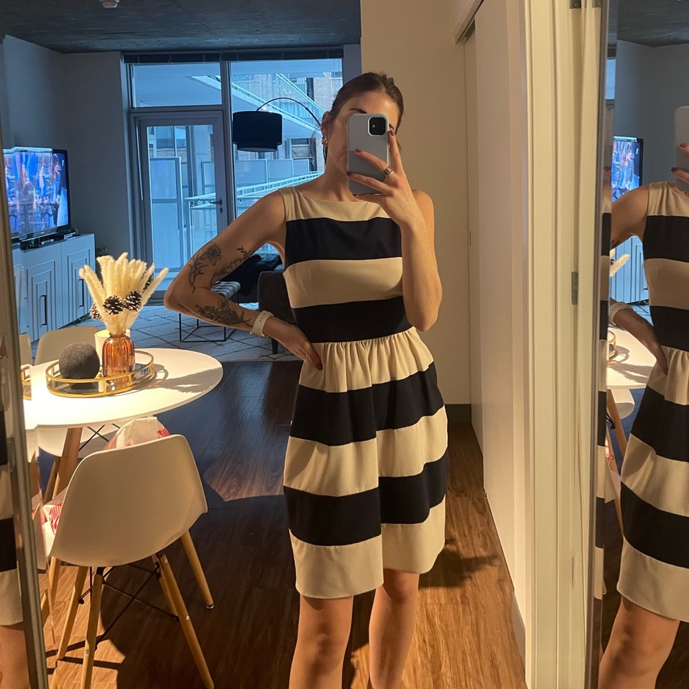 Navy and beige tank top dress with high neck - size 5/6